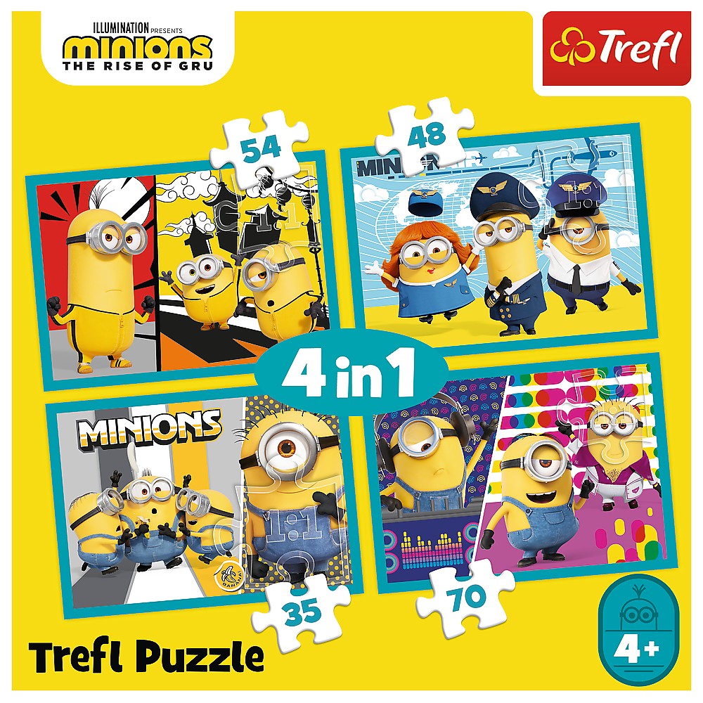 PUZZLE TREFL MINIONS 4IN1 LUMEA FERICITA A MINIONILOR - Imagine 6