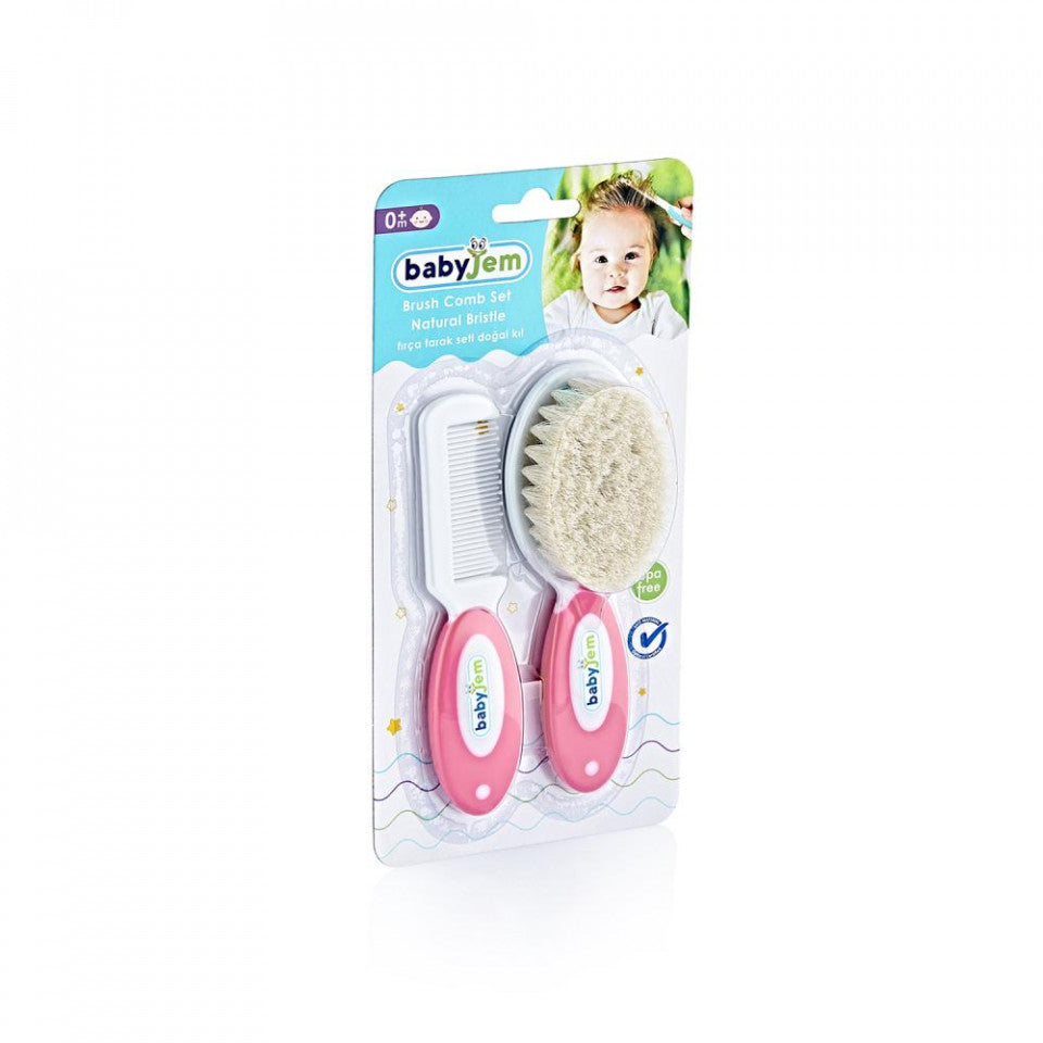 Set pieptan si perie din peri naturali BabyJem (Culoare: Gri) [ps:dde11460-cdf8-4c44-8225-9b21777e1391]