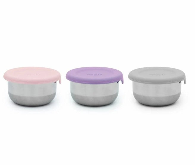 SET 3 RECIPIENTE MINI INOX CU CAPAC SILICON, MELII, BLEU - Imagine 7