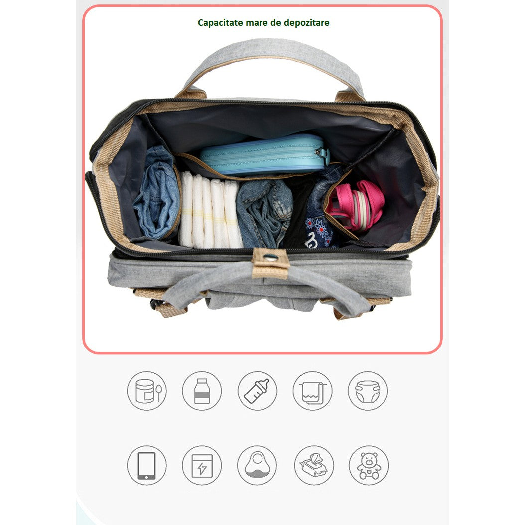 Rucsac Multifunctional Flippy cu Patut Pliabil | infant.ro - Gri (7) [ps:b7f41ed0-d20b-4959-8424-ac9026a8fa97]