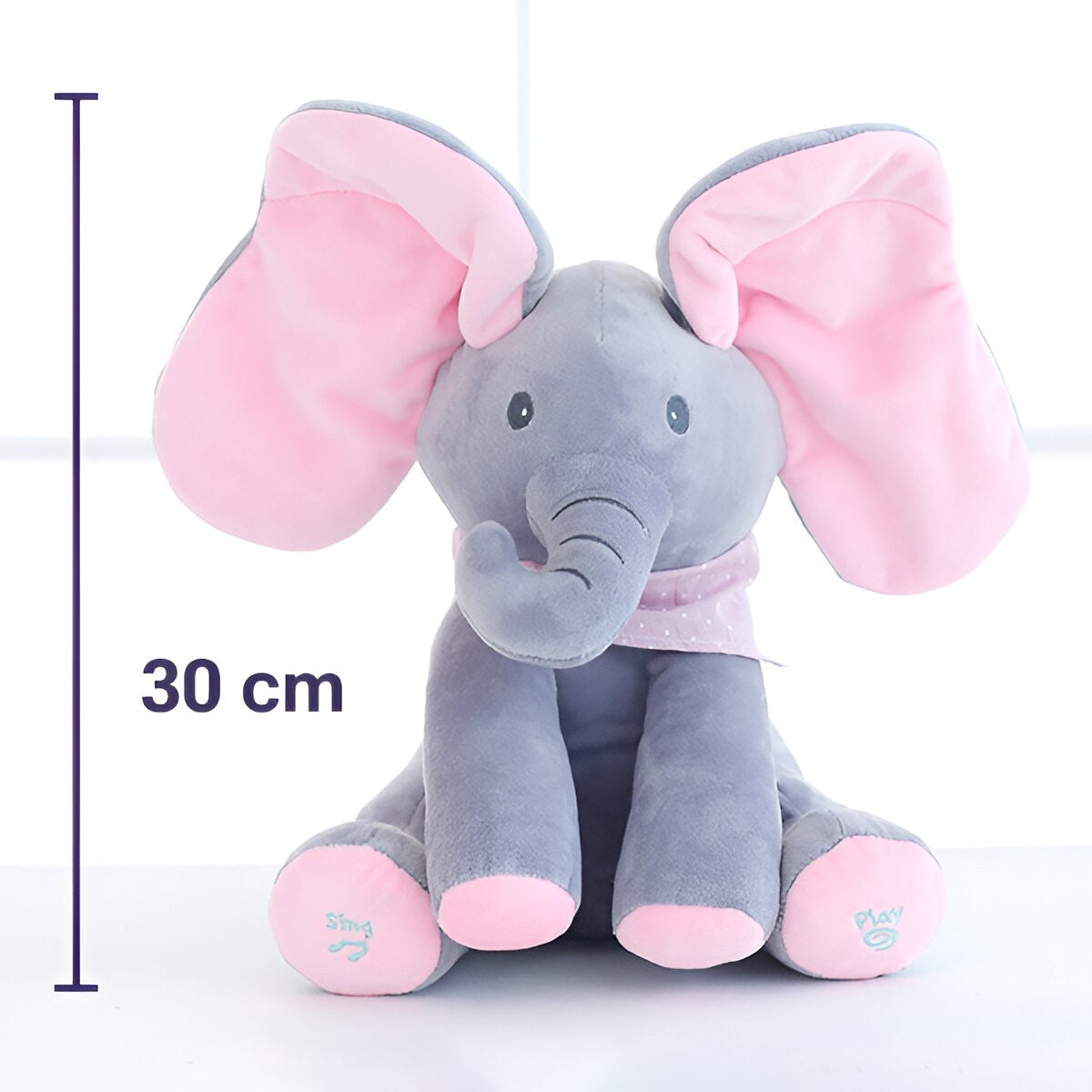 Elefantel Interactiv Flippy Peek-a-boo, Roz-Gri, 30 cm - Default Title (7) [ps:30dac359-0567-43a6-85ea-8fa3dc70d7d4]