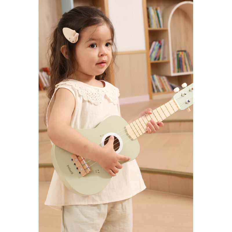 Ukulele verde din lemn pentru copii, jucarie muzicala Montessori [ps:a55a9bfe-4c78-475a-a70a-ccc6d5d82547]