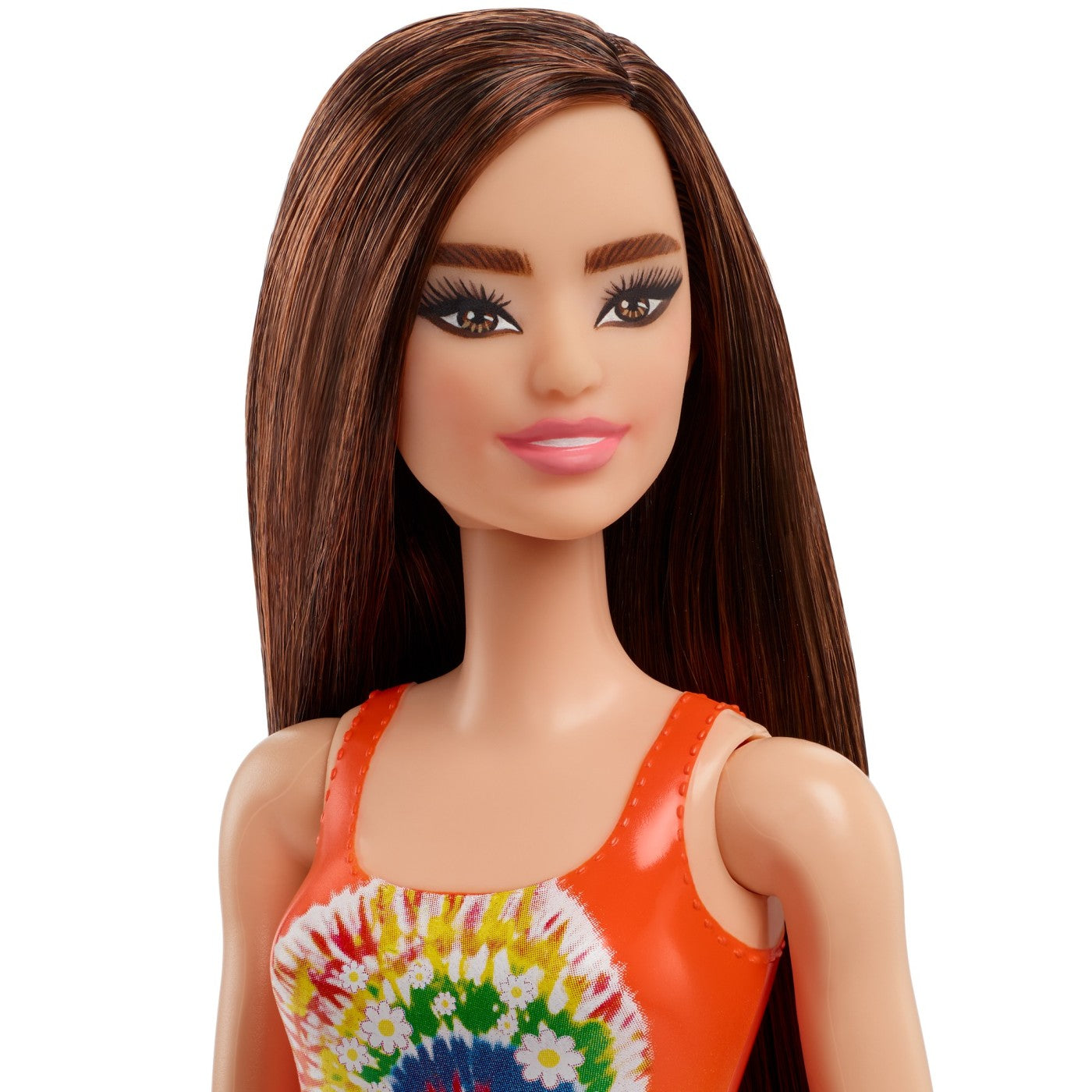PAPUSA BARBIE SATENA CU COSTUM DE BAIE ALBASTRU Mattel - Portocaliu