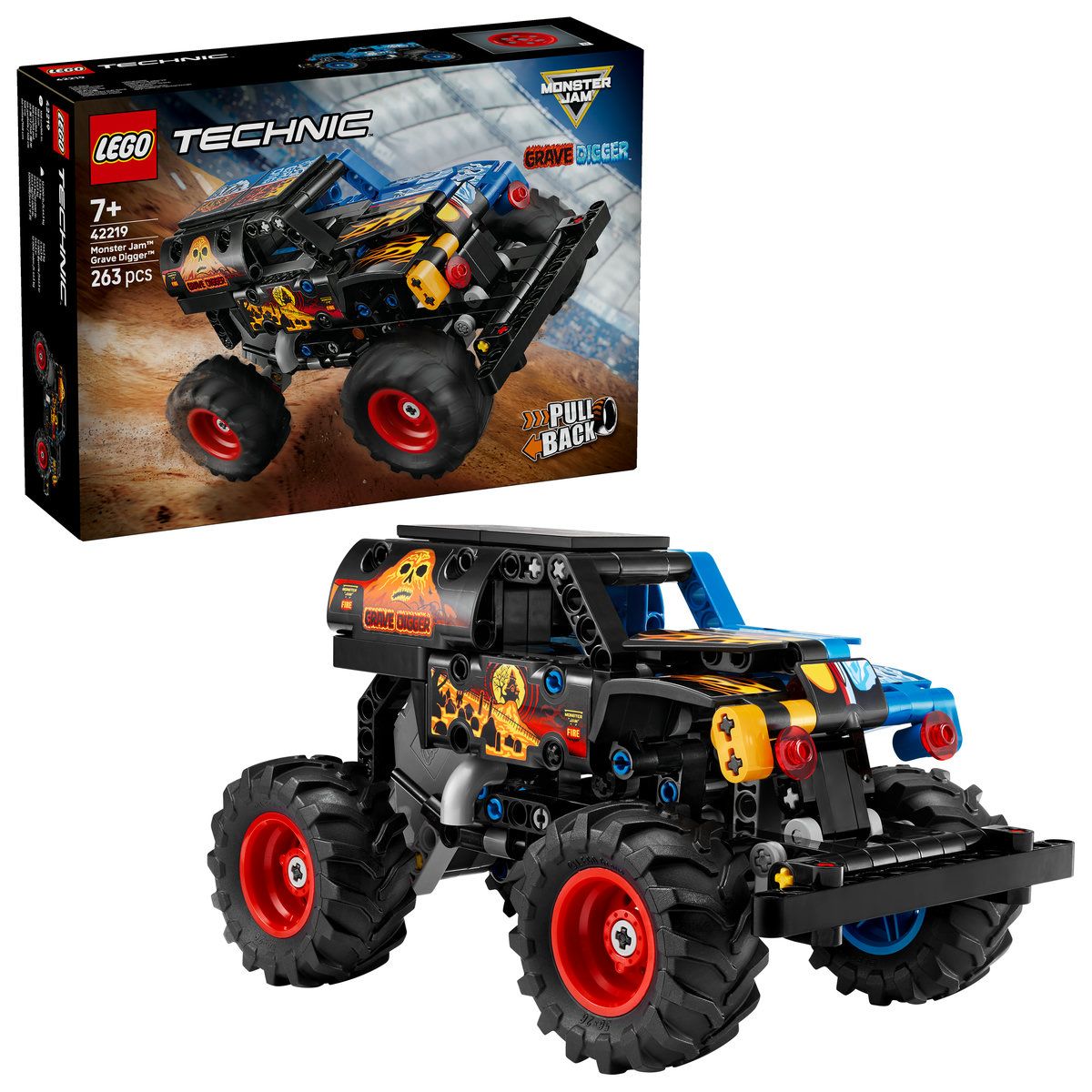 LEGO TECHNIC MONSTER JAM GRAVE DIGGER FOC SI GHEATA 42219 - Imagine 7