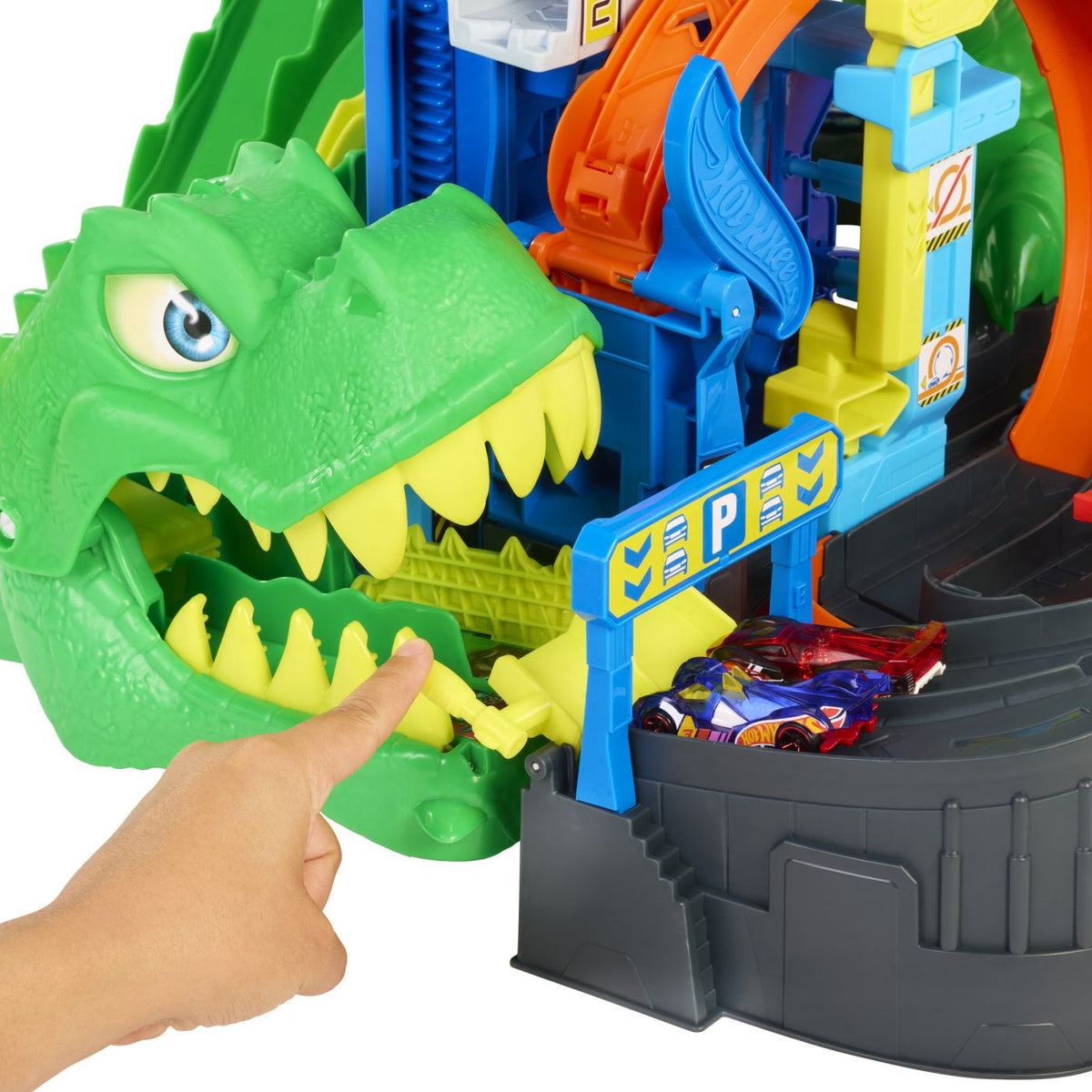 Garaj Hot Wheels City T-Rex Suprem cu 2 Mașinuțe - Mattel - Default Title (7) [ps:bdf86b08-3494-421d-826f-687501756b93]