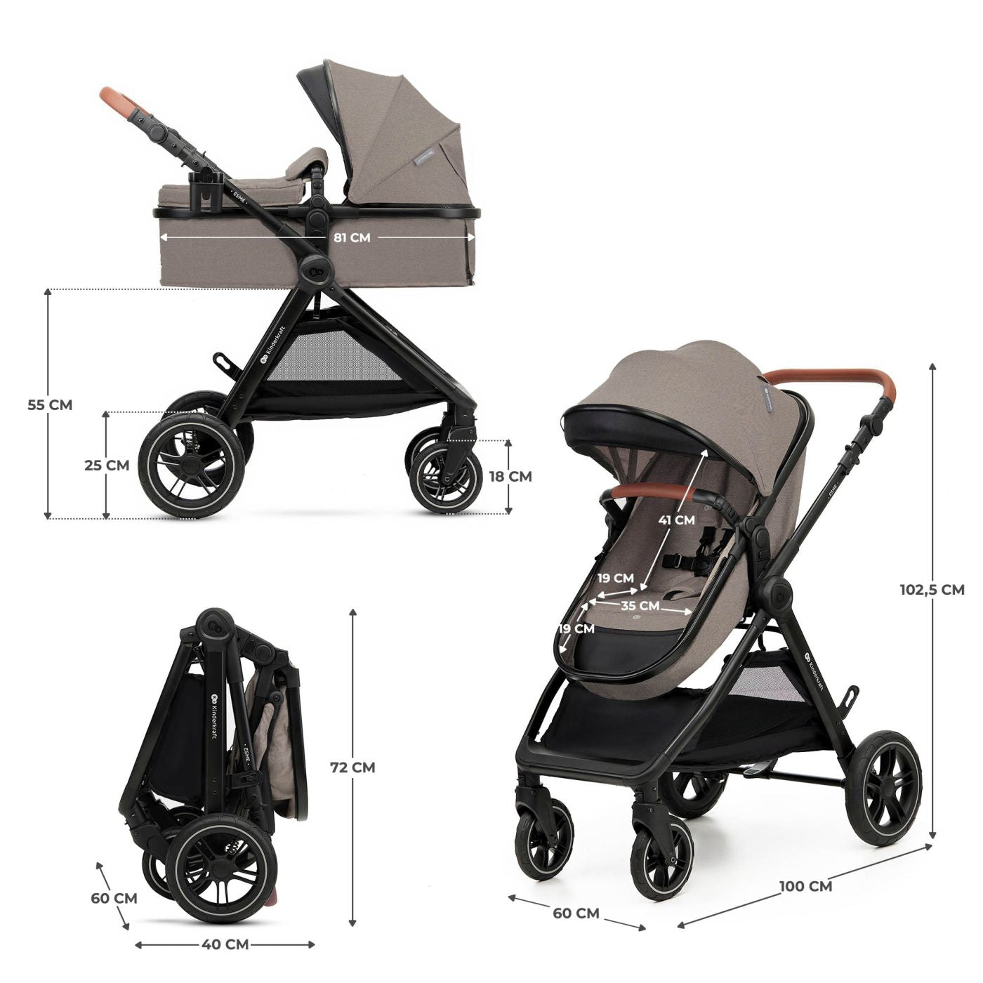 CARUCIOR KINDERKRAFT ESME PRO, 3 IN 1, SAND BEIGE - Imagine 6 [ps:953b6db5-d82a-4c5e-88ee-ac84a800d2fc]