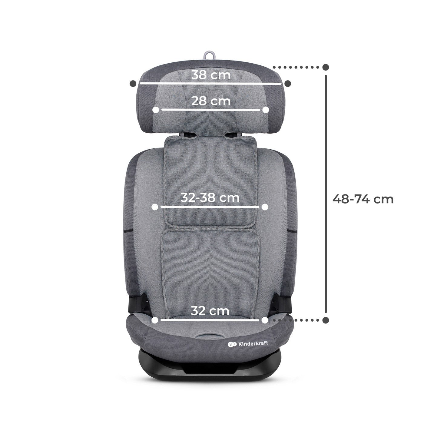 SCAUN AUTO I-SIZE, 76-150 CM, KINDERKRAFT ONETO 3, - Gri