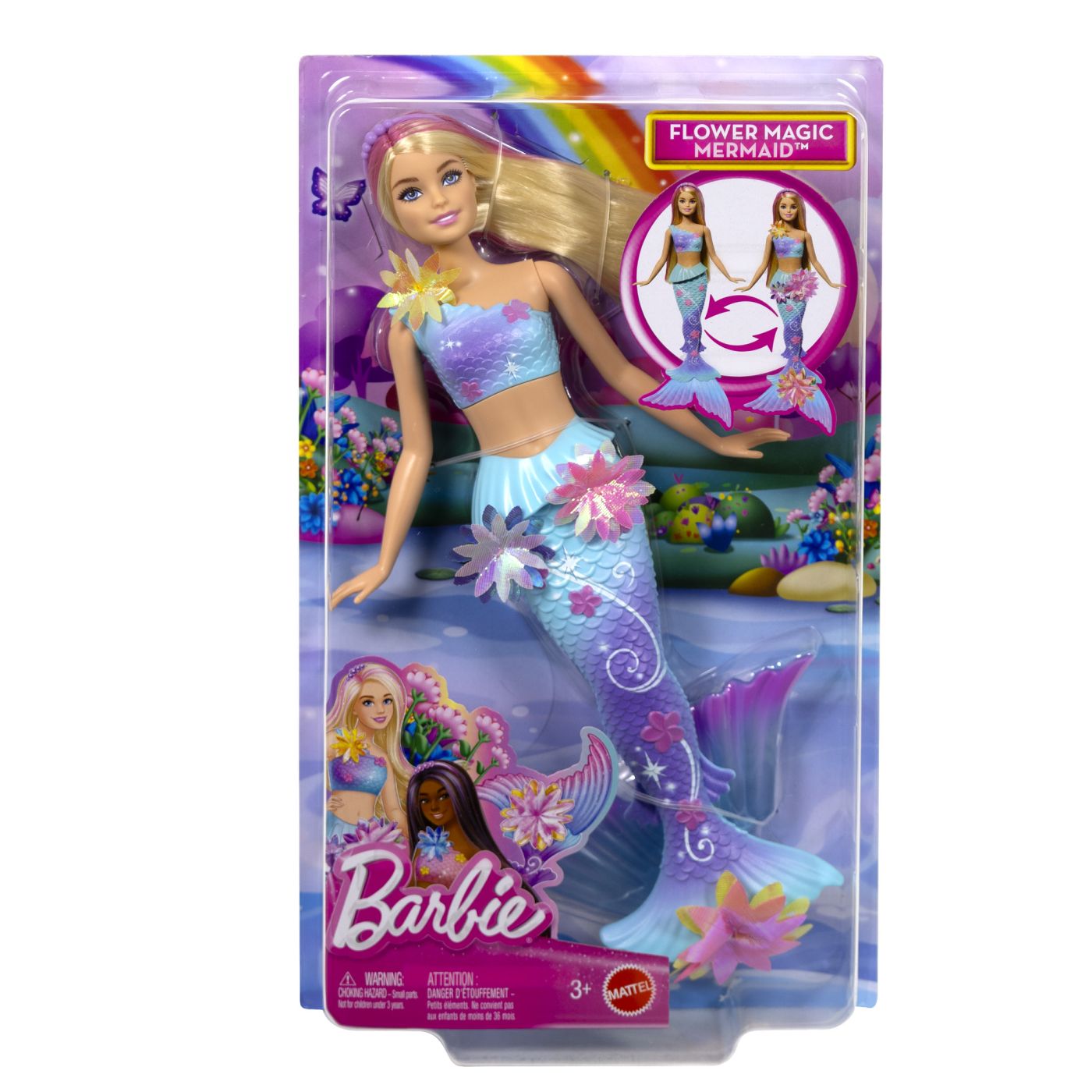 BARBIE PAPUSA SIRENA CU PAR MOV SI COADA ROZ Mattel - Imagine 7