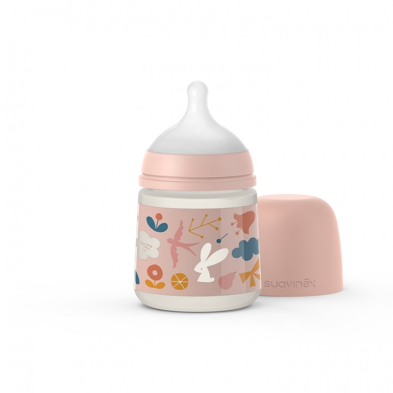 Biberon din silicon, 150ml, SX Pro debit lent, albastru, - Roz