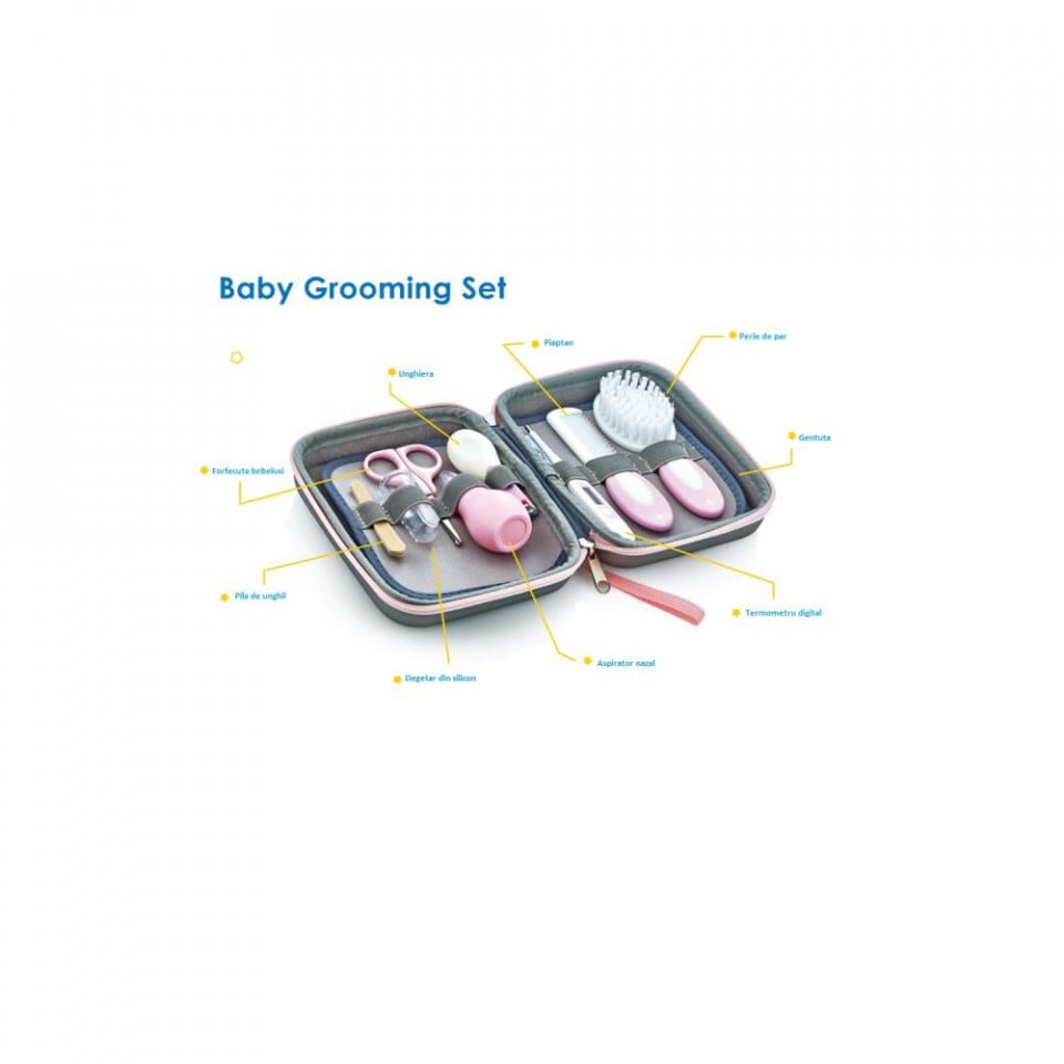 Set ingrijire unghii bebelusi cu 9 piese BabyJem - Roz