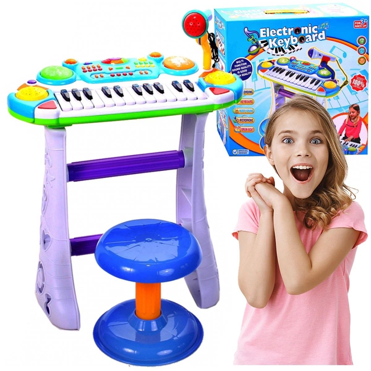 INSTRUMENT MUZICAL PIANINA ELECTRONICA MALPLAY CU SCAUN - Imagine 7