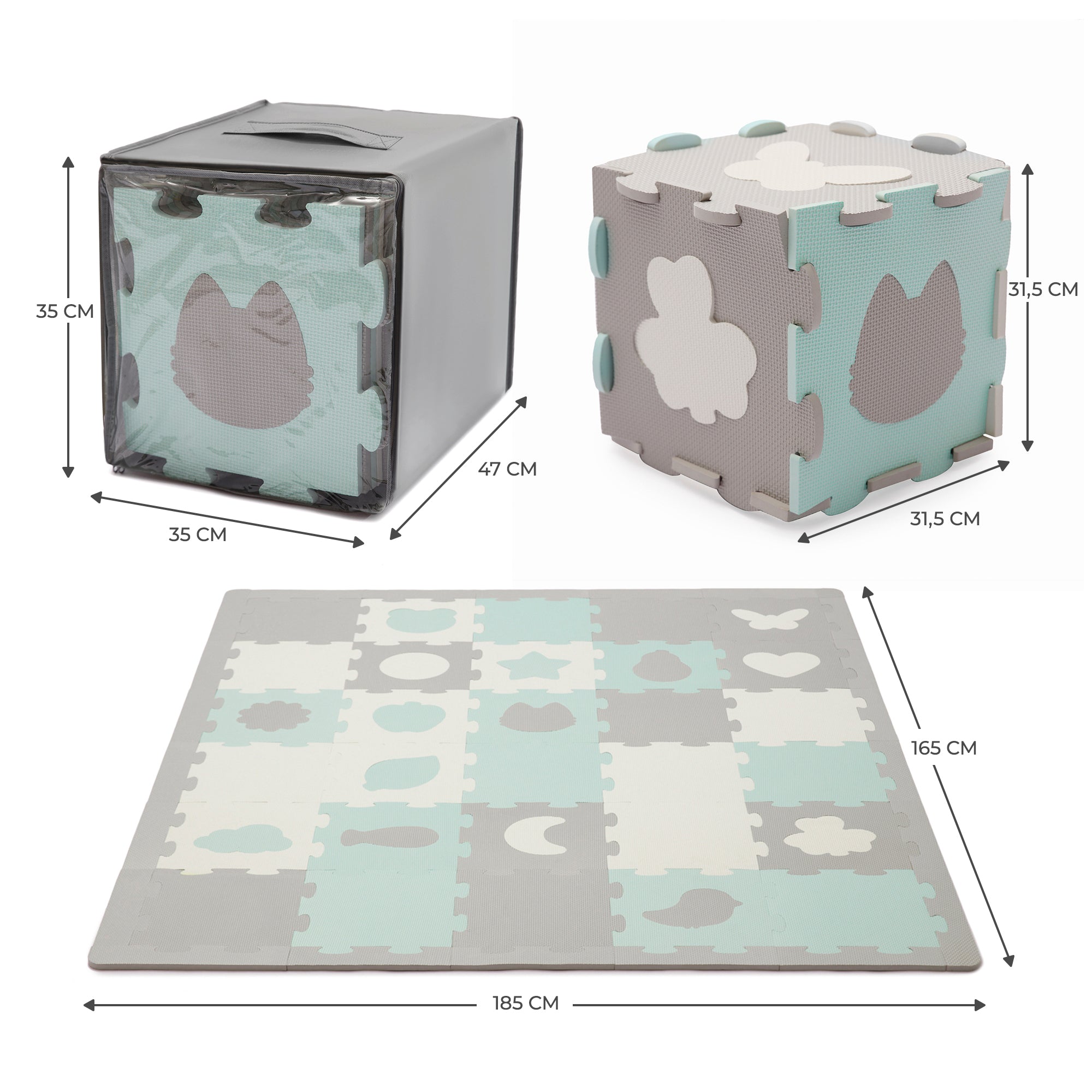 COVORAS DE JOACA KINDERKRAFT LUNO SHAPES, PUZZLE 3D, SPUMA, MINT [ps:dba746a7-2779-45ae-8e40-bcecd23ee699]