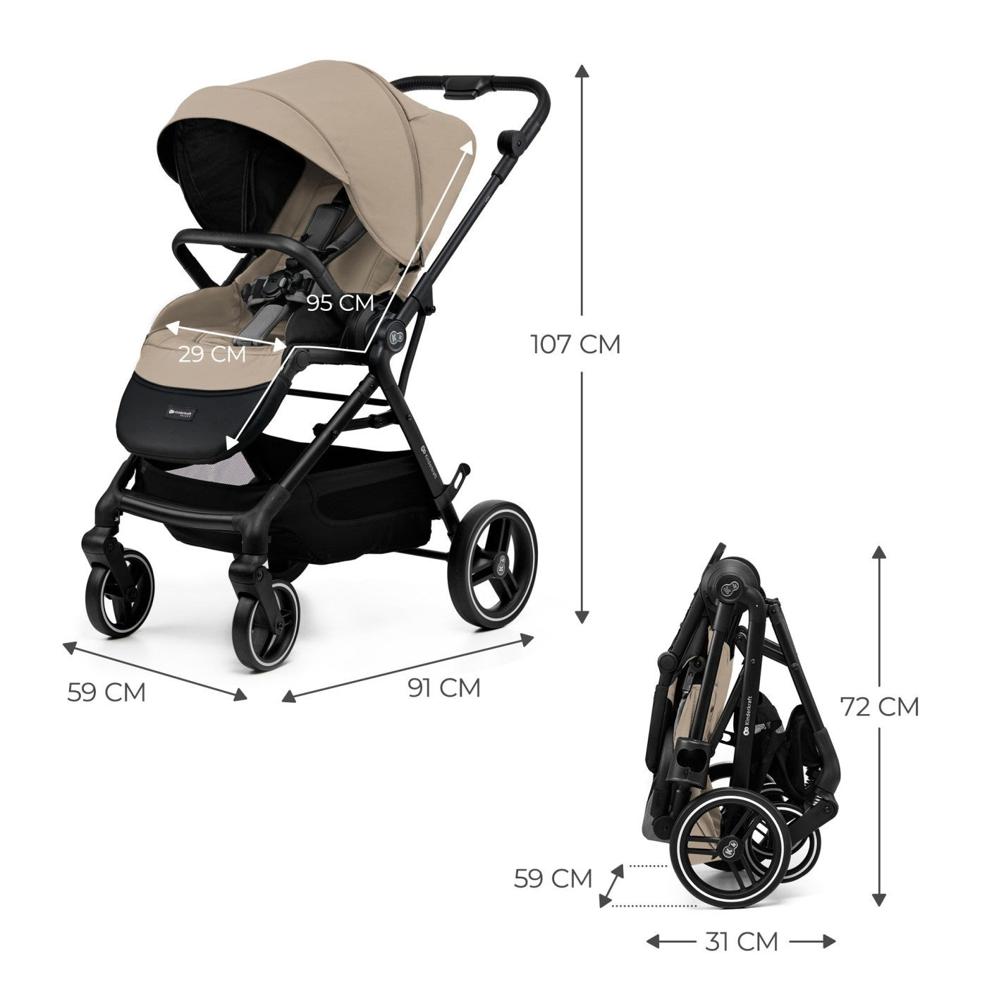 CARUCIOR SPORT KINDERKRAFT YOXI, GREY - Bej