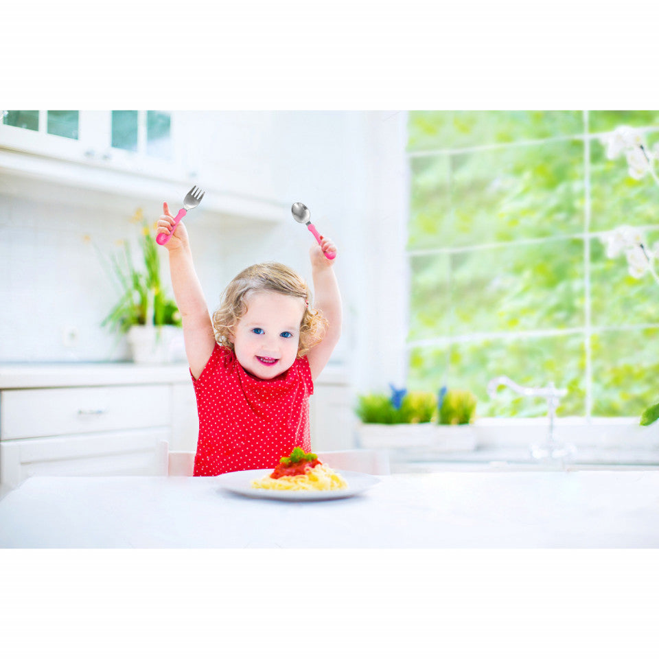 Set tacamuri din inox pentru copii BabyJem (Culoare: Gri) - Roz