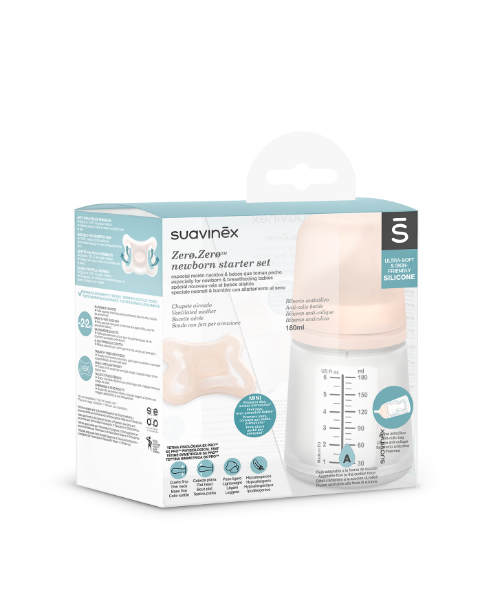 SUAVINEX ZERO ZERO SET DE START BIBERON ANTICOLICI 180 ml + SUZETĂ -2-2 luni [ps:422f16fd-cfc4-42cc-b214-ae12746fa875]