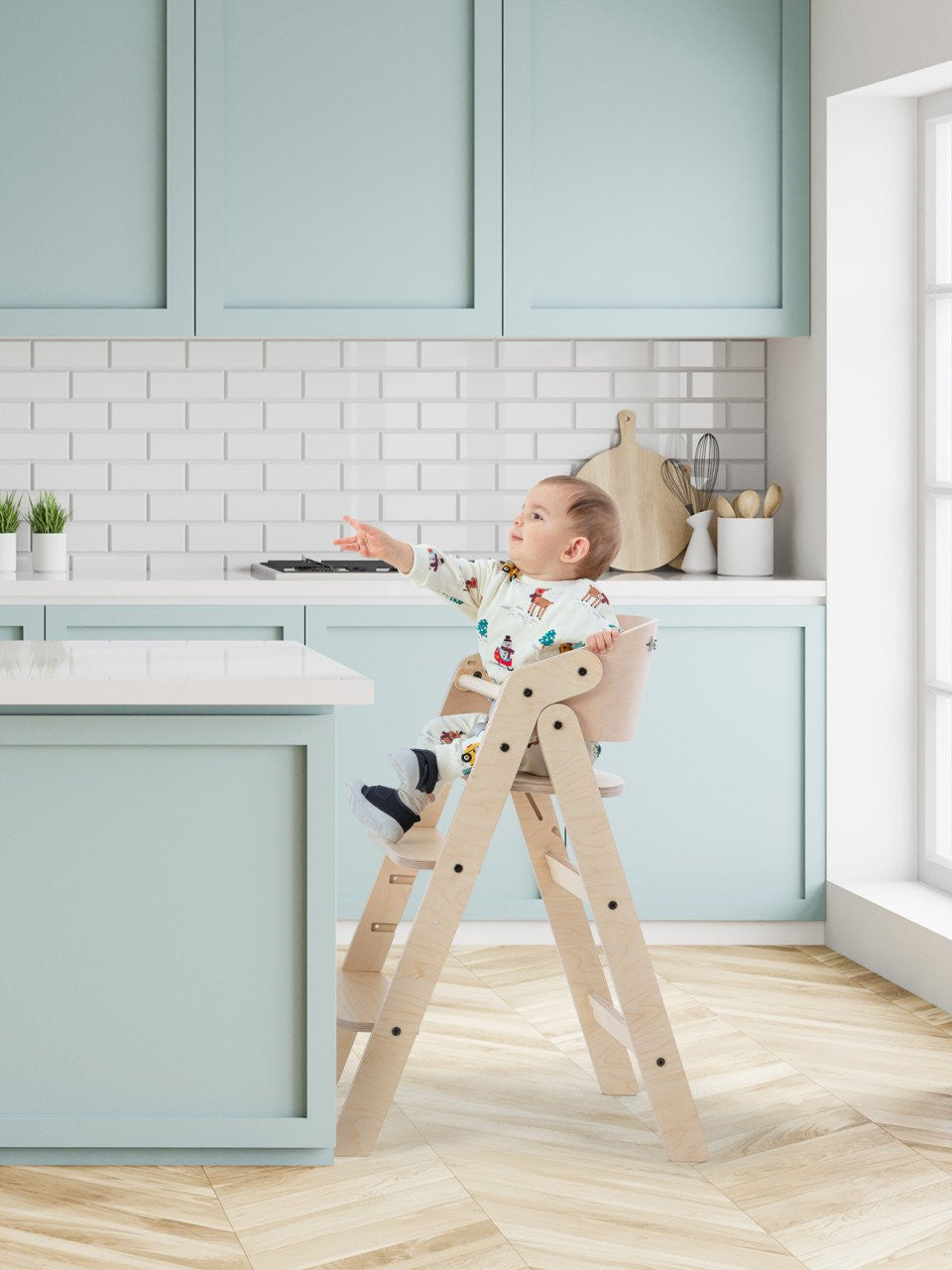 Scaun de masa pliabil din lemn MamaToyz, multifunctional - Imagine 7