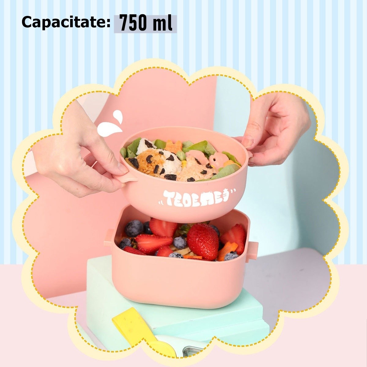 Lunch Box Copii Flippy, 750ml, 2 Boluri, Roz | infant.ro - Roz (7) [ps:4c6a8cea-5e63-4bb3-8623-46d26dc73b62]