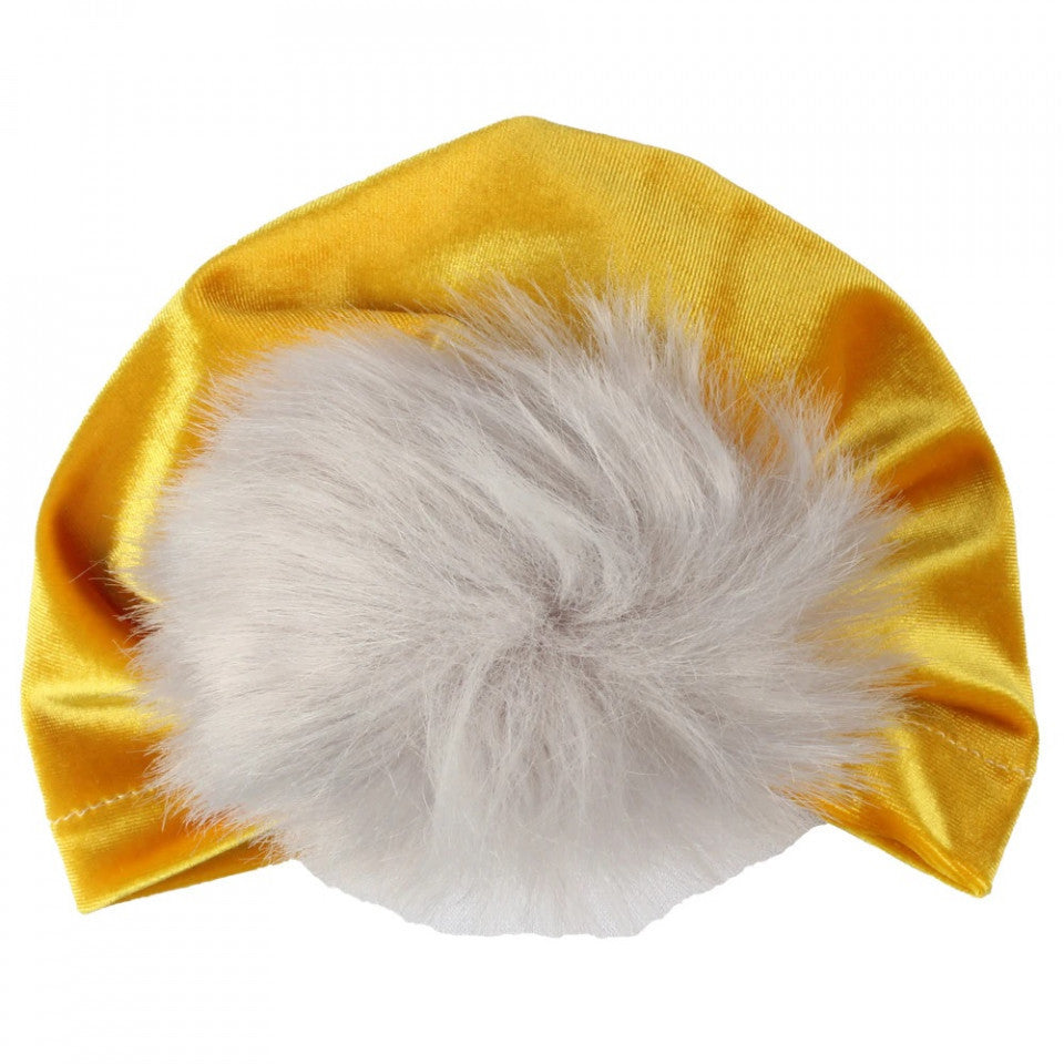 Turban bebelusi din catifea Drool (Culoare: Turquaz) - Galben