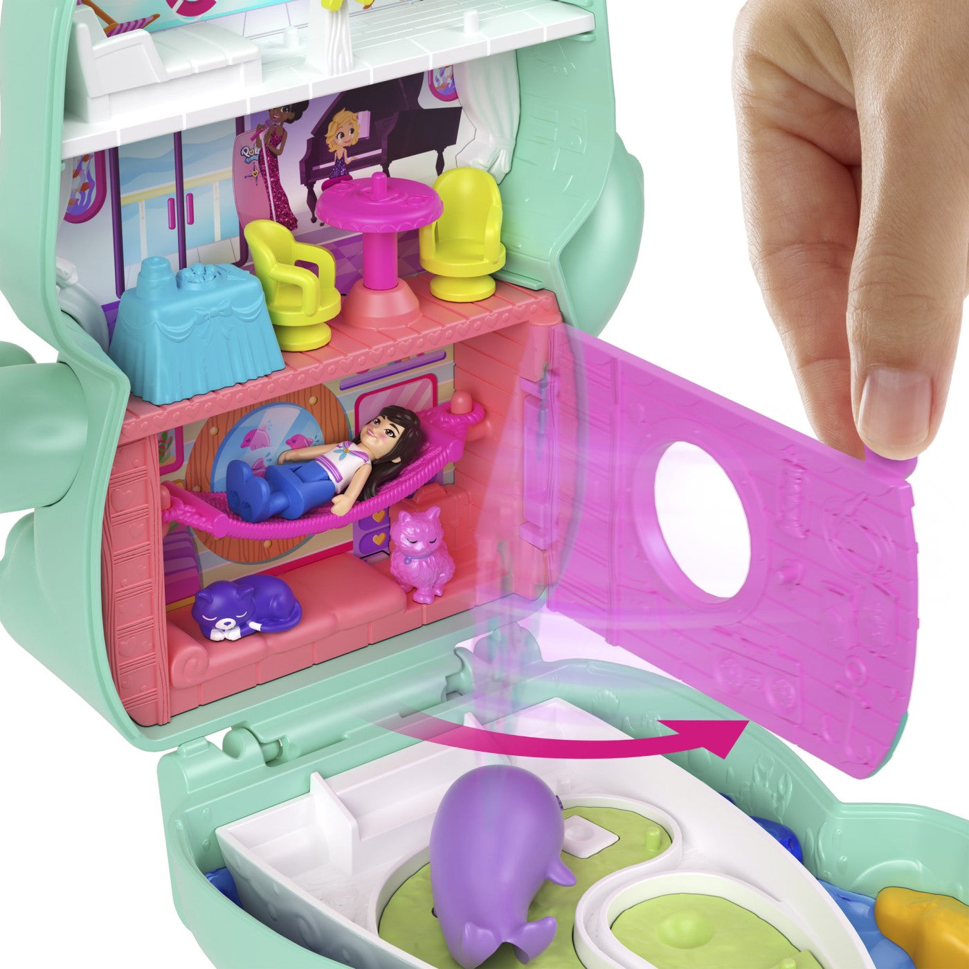POLLY POCKET SET GENTUTA ANIMALUT PISICUTA MARINAR CU - Imagine 8