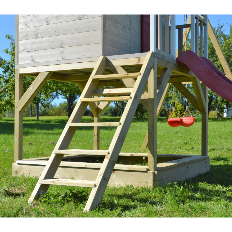 Casuta de gradina Nordic Adventure House cu platforma cu loc pentru nisip, tobogan si leagan dublu (M30R), Wendi Toys [ps:fb930032-9aff-457d-87cf-016384aca706]