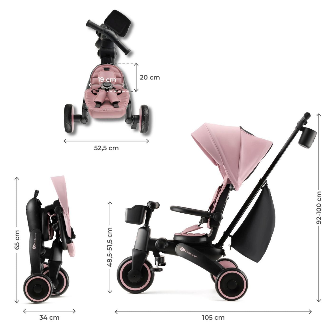TRICICLETA KINDERKRAFT JAZZ 2, PINK - Imagine 8