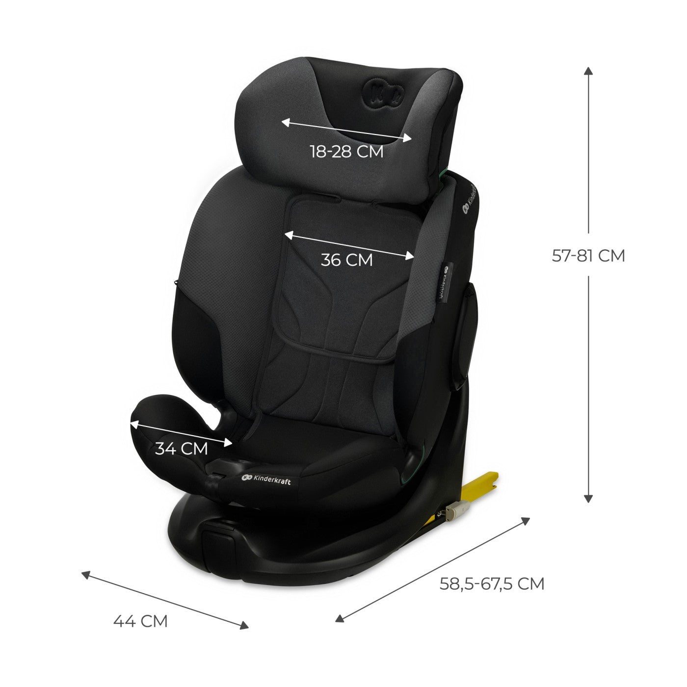 SCAUN AUTO KINDERKRAFT I-FIX, I-SIZE 40-150 CM, GRAPHITE - Imagine 8