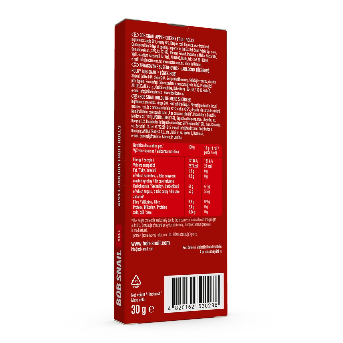 BOB SNAIL Fruit Rolls, Rulou din fructe, gustare din - Imagine 8