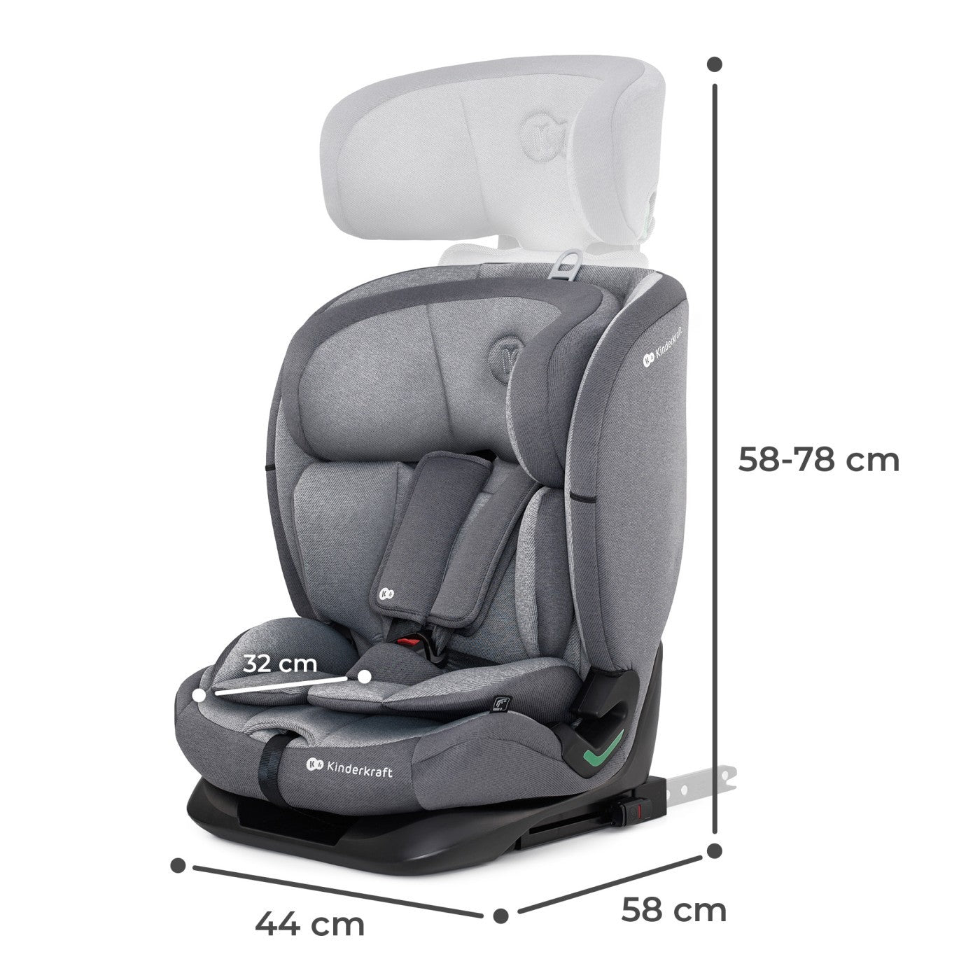 SCAUN AUTO I-SIZE, 76-150 CM, KINDERKRAFT ONETO 3, - Gri