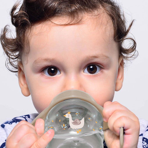 Biberon cu toarte si tetina din silicon BabyJem - Gri