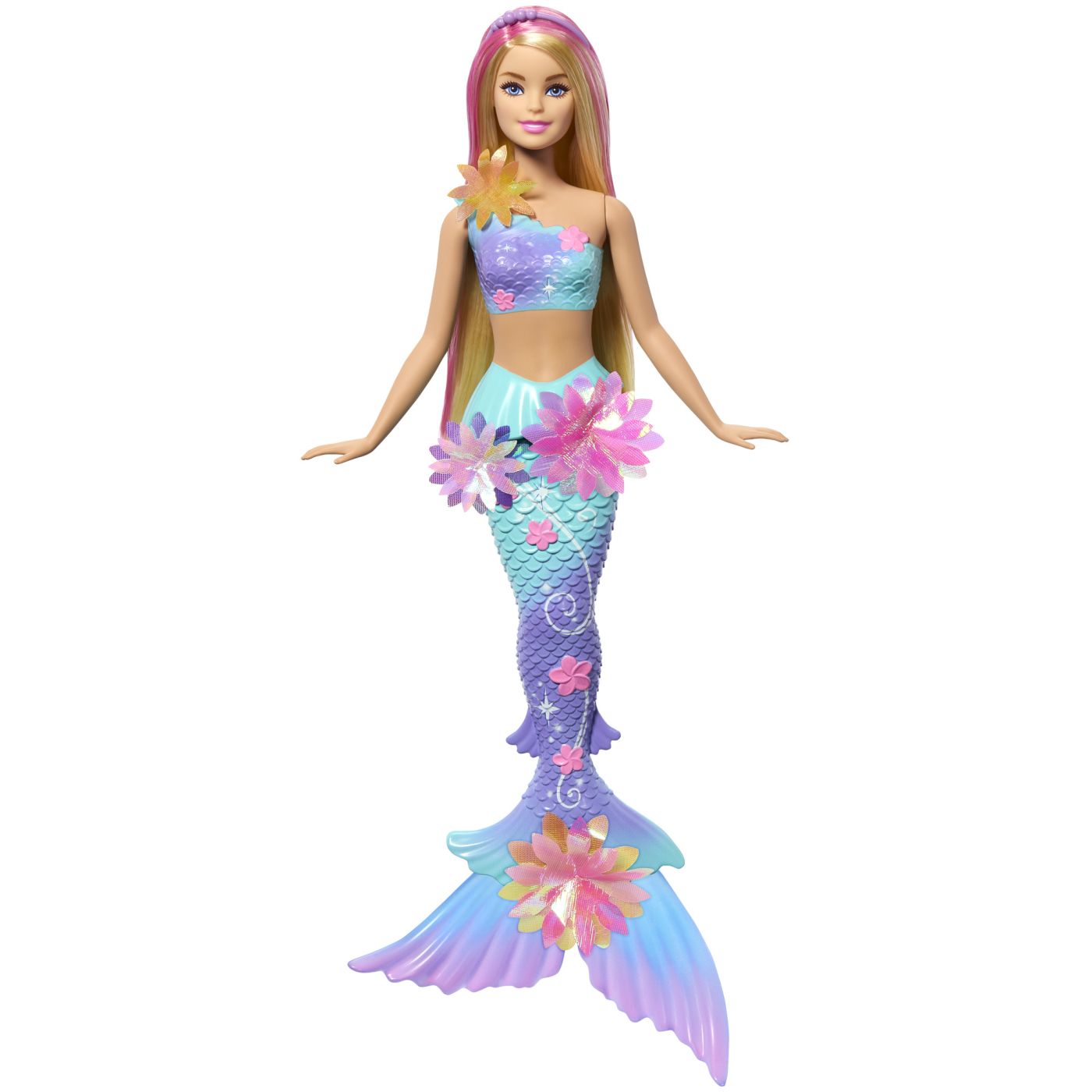 BARBIE PAPUSA SIRENA CU PAR MOV SI COADA ROZ Mattel - Imagine 8
