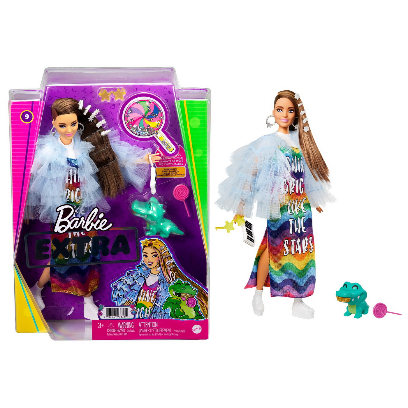 PAPUSA BARBIE EXTRA STYLE ROCHIE CURCUBEU Mattel - Imagine 8
