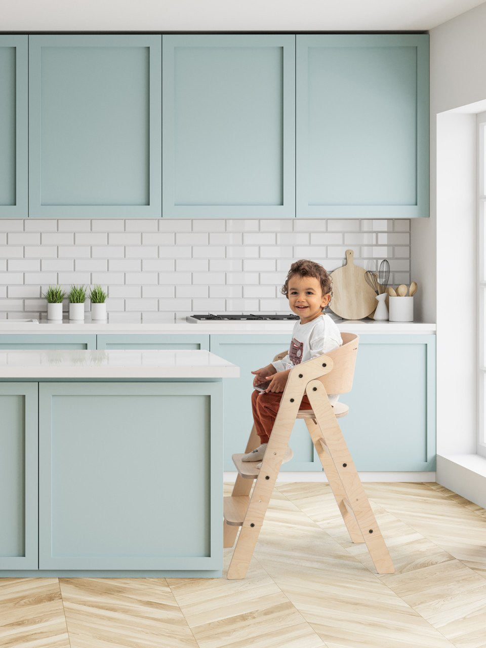 Scaun de masa pliabil din lemn MamaToyz, multifunctional - Imagine 8