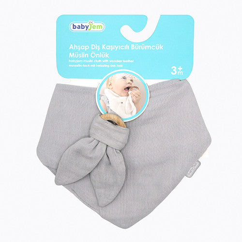 Set baveta cu doua fete din muselina cu jucarie dentitie BabyJem (Culoare: Ecru) [ps:a0774e0e-0248-4c25-8d42-f715b91a07b9]