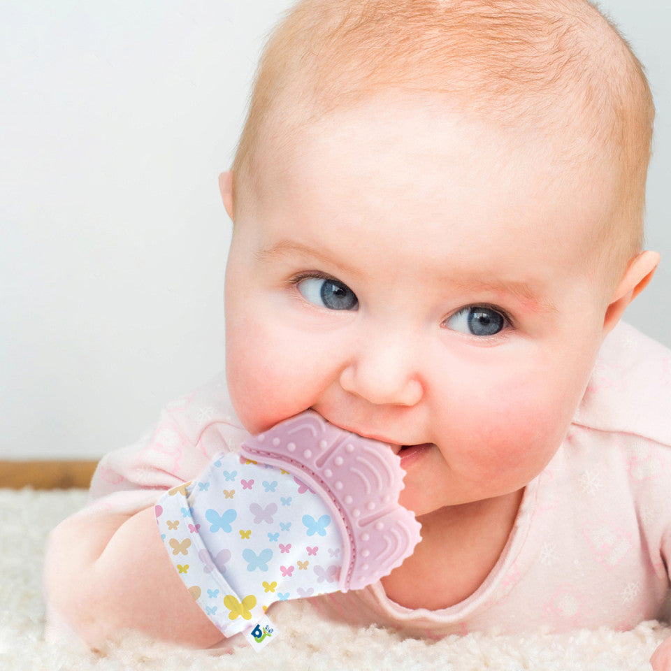 Manusa bebelusi pentru dentitie Butterfly BabyJem - Roz