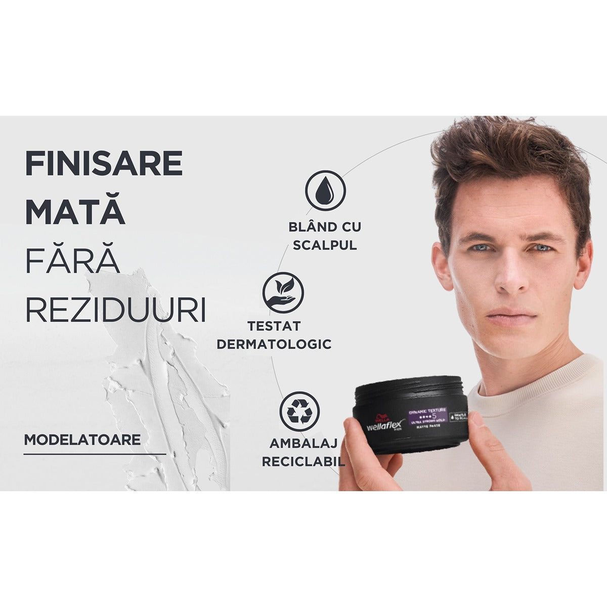 WELLAFLEX Men Dynamic Texture, ceara de par, mata, cu - Imagine 7 [ps:05ab2e38-dc73-48ef-9f44-8fbd8d0332b2]