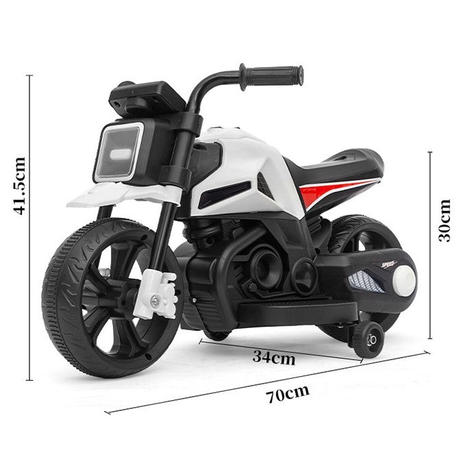 Motocicletă Electrică Flippy cu Roți Ajutătoare, Alb-Negru - Default Title (8) [ps:1108fa95-cabb-4c6f-a69f-793fd09710b8]
