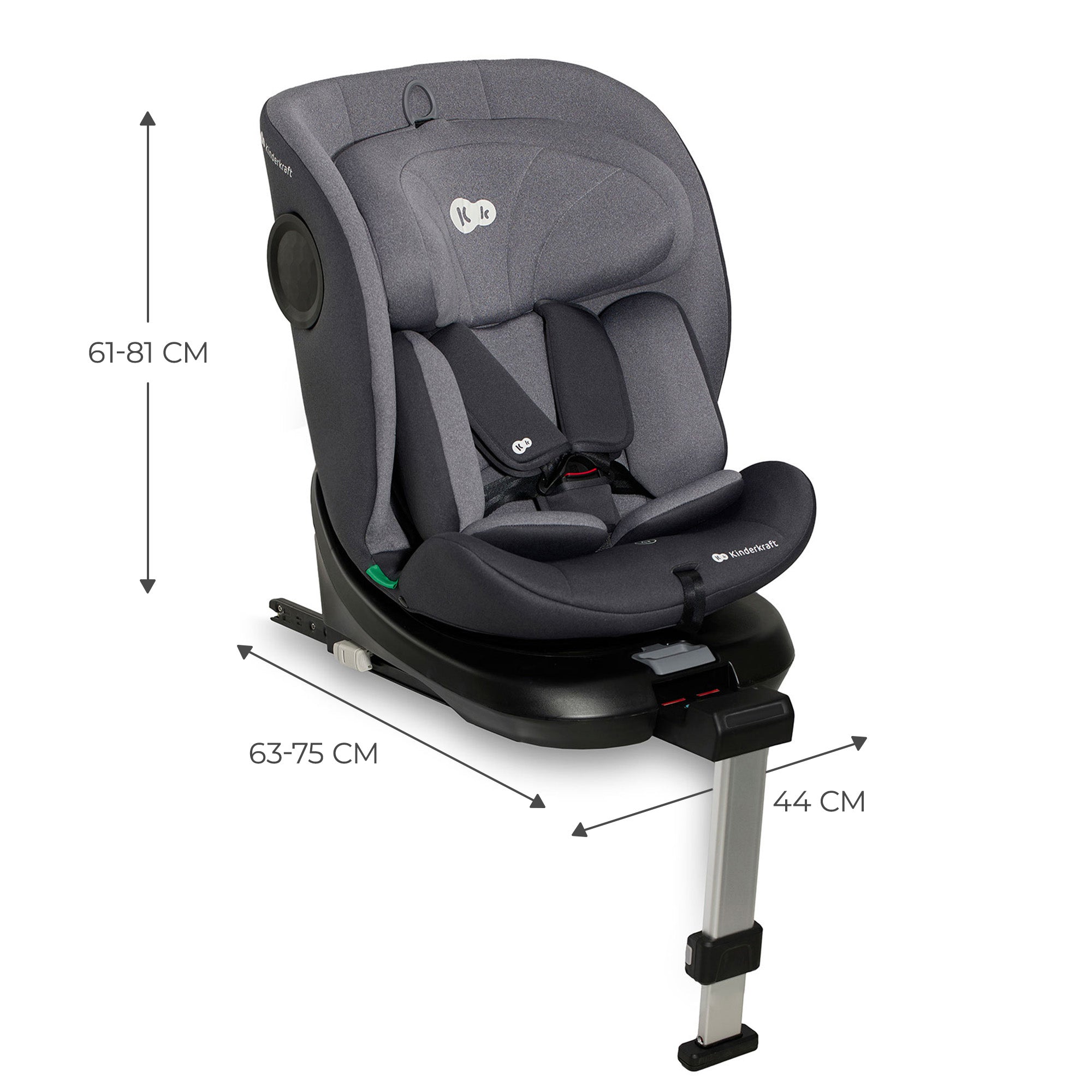 SCAUN AUTO I-SIZE, 40-150 CM, KINDERKRAFT I-360, BLACK - Gri