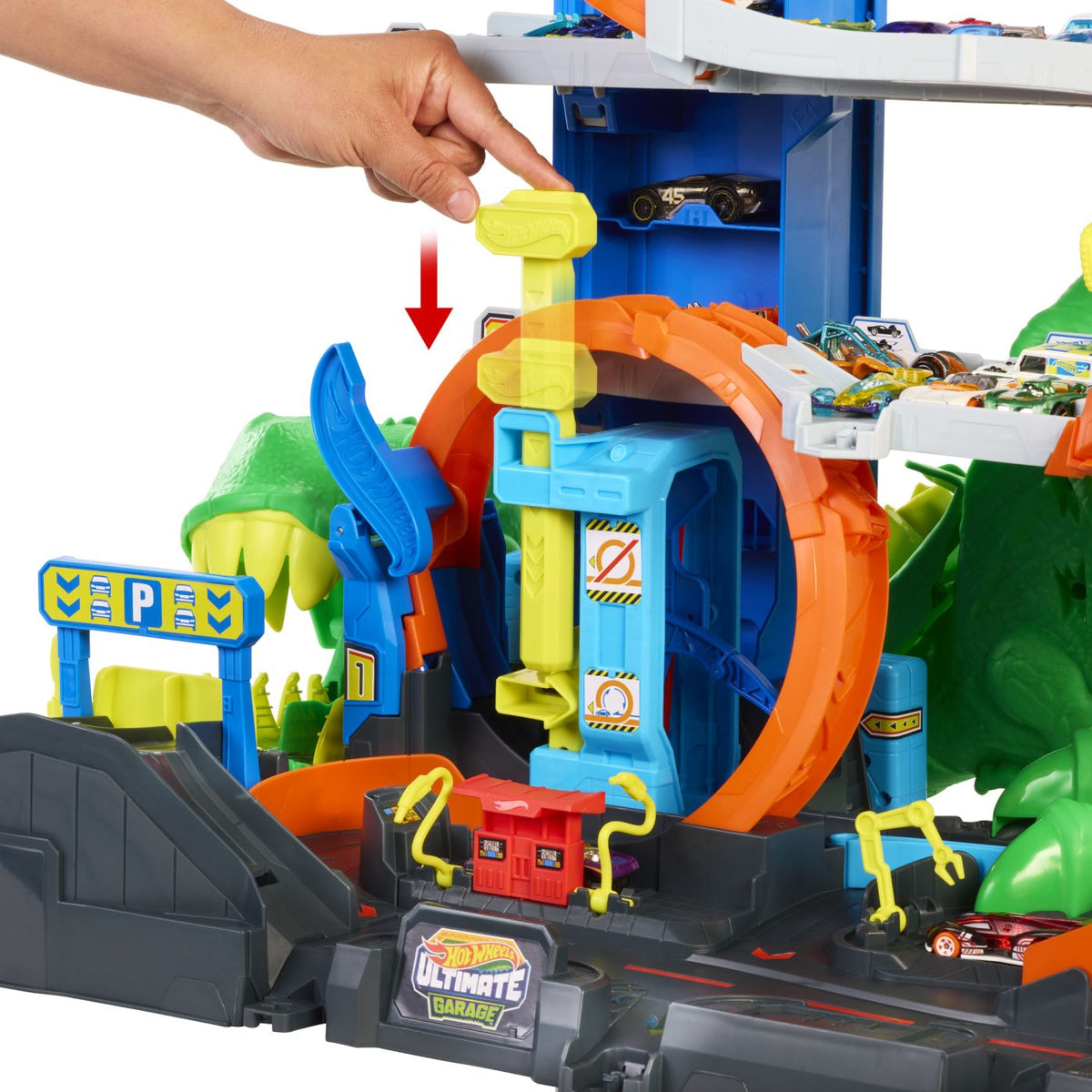 Garaj Hot Wheels City T-Rex Suprem cu 2 Mașinuțe - Mattel - Default Title (9) [ps:b4d5268b-7db6-46eb-836c-78003009e33f]