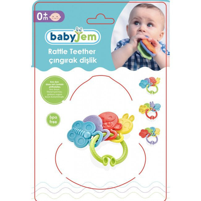 Jucarie dentitie Rattle Teether BabyJem (Culoare: Verde) - Bleu