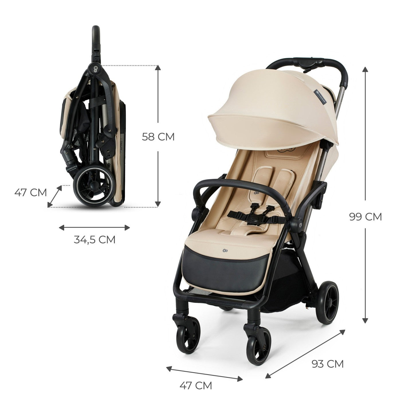 CARUCIOR SPORT KINDERKRAFT APINO, 0-22 KG, DOVE GREY - Bej