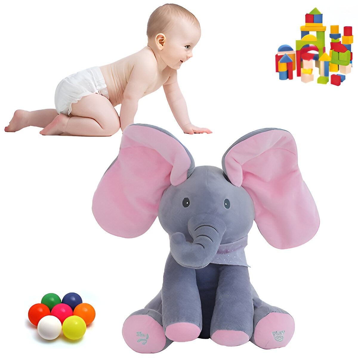 Elefantel Interactiv Flippy Peek-a-boo, Roz-Gri, 30 cm - Default Title (9) [ps:9d783718-87f6-404c-ab33-dd741e531602]