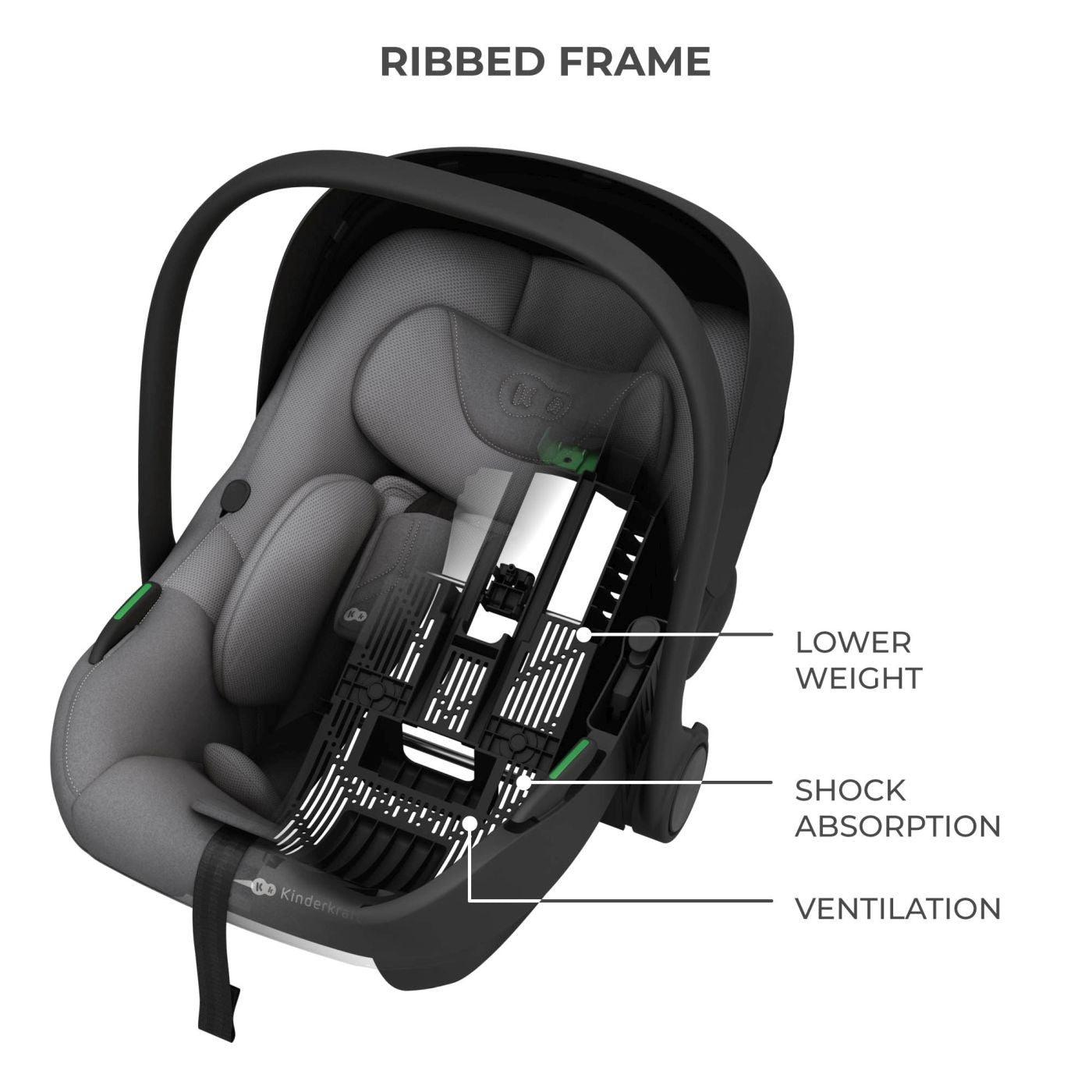 SCOICA AUTO KINDERKRAFT I-LITE 40-87 CM, BLACK - Gri