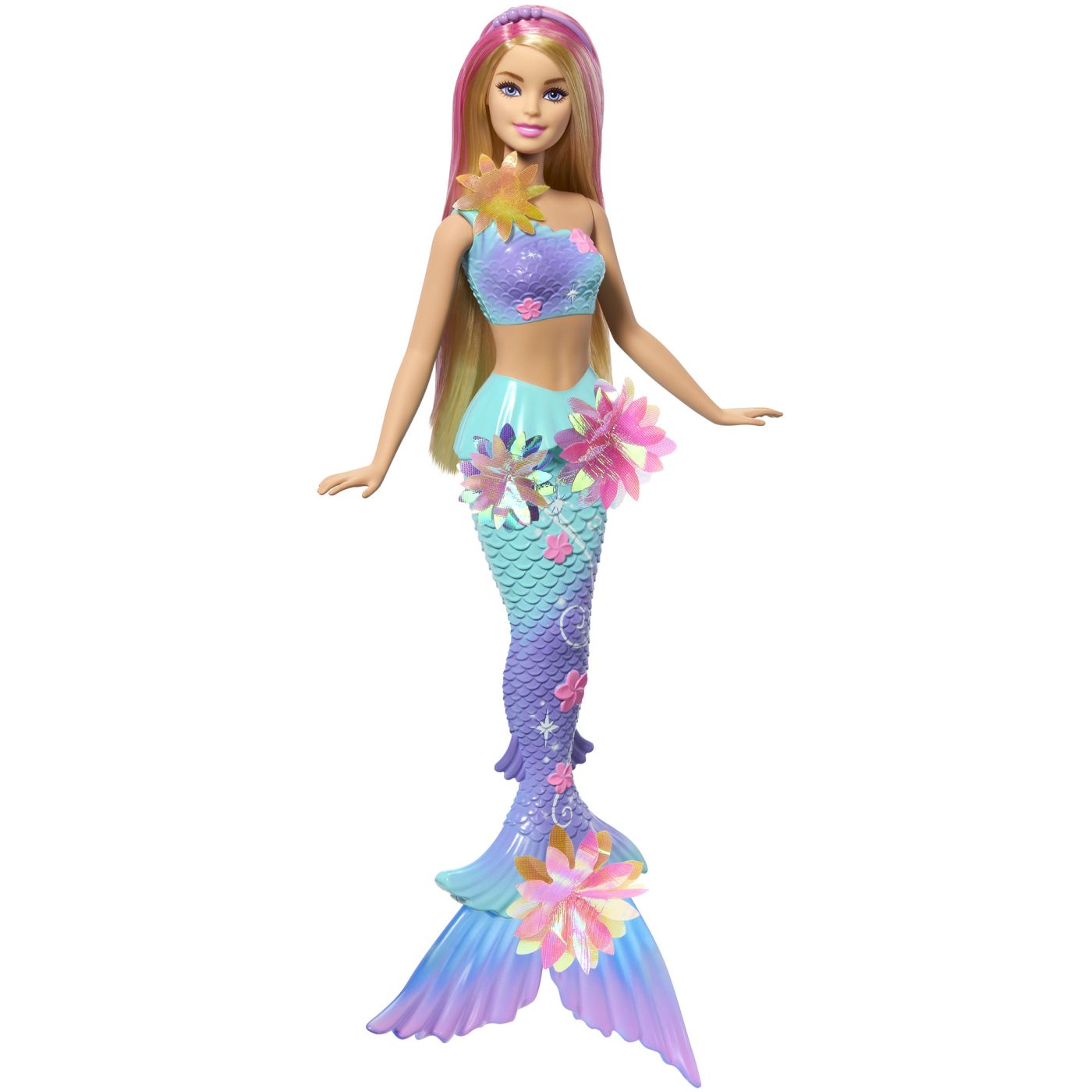 BARBIE PAPUSA SIRENA CU PAR MOV SI COADA ROZ Mattel - Imagine 9