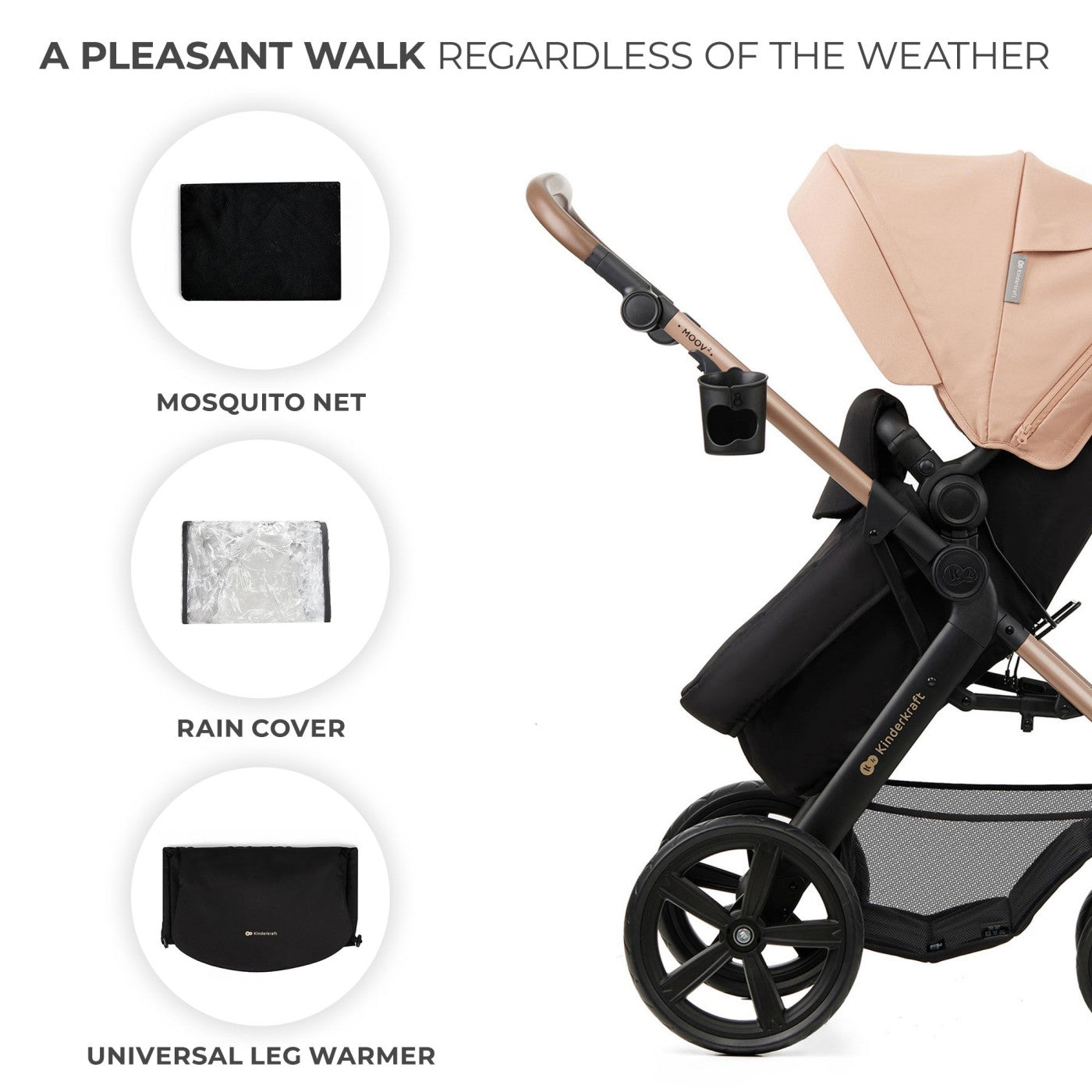 CARUCIOR MULTIFUNCTIONAL KINDERKRAFT MOOV 2 EVA 4IN1 - Bej