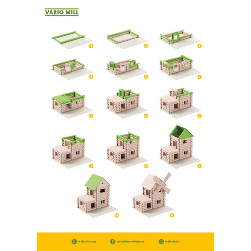 Set constructie arhitectura Vario Mill, 122 piese mari din lemn, Walachia [ps:fa6a502e-41c4-4aba-851e-edc7c3b16a3a]