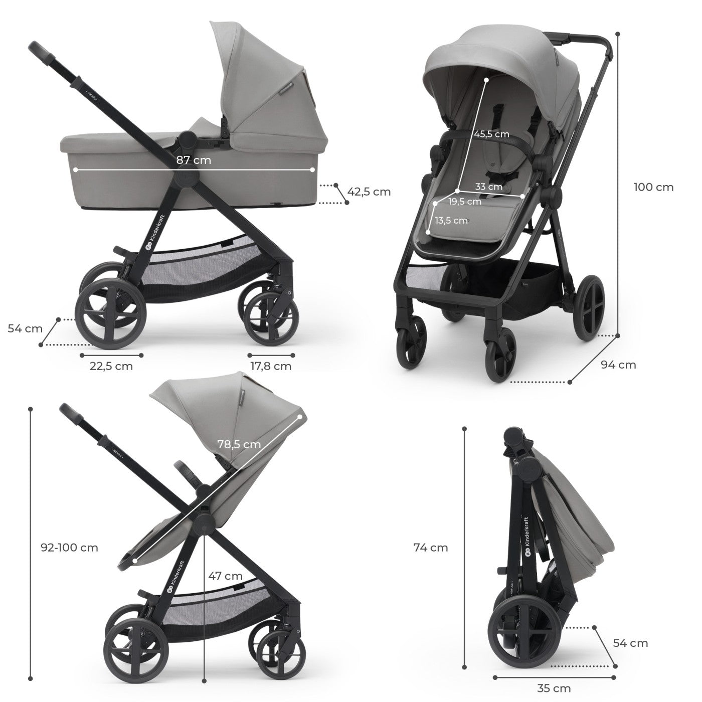 CARUCIOR KINDERKRAFT NEWLY, 4 IN 1, MOONLIGHT GREY [ps:27803b07-f302-49f5-b547-c6fbe4581761]