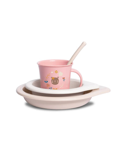 Set de masă pentru bebeluși +6 luni – roz | Forest [ps:5aac041d-ca02-4bb8-bd83-41fe8501b005]