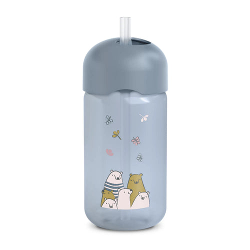 Sticlă cu pai non-spill, 340 ml – albastru | Bears [ps:5bb03b03-de23-466a-9505-7bab03fb6bd6]