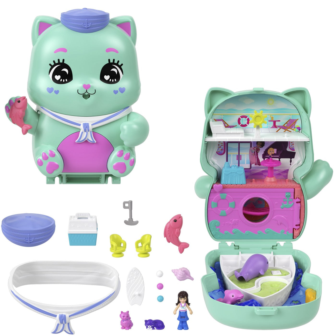 POLLY POCKET SET GENTUTA ANIMALUT PISICUTA MARINAR CU - Imagine 10
