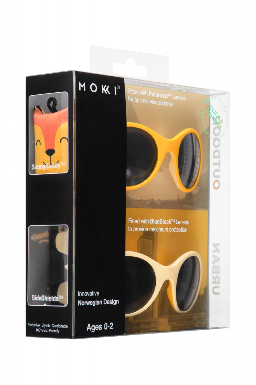 Ochelari de soare pentru copii MOKKI Click & Change, protectie UV, galben, 0-2 ani, set 2 perechi [ps:afb19035-3d73-49db-aa36-32d1161cc89f]